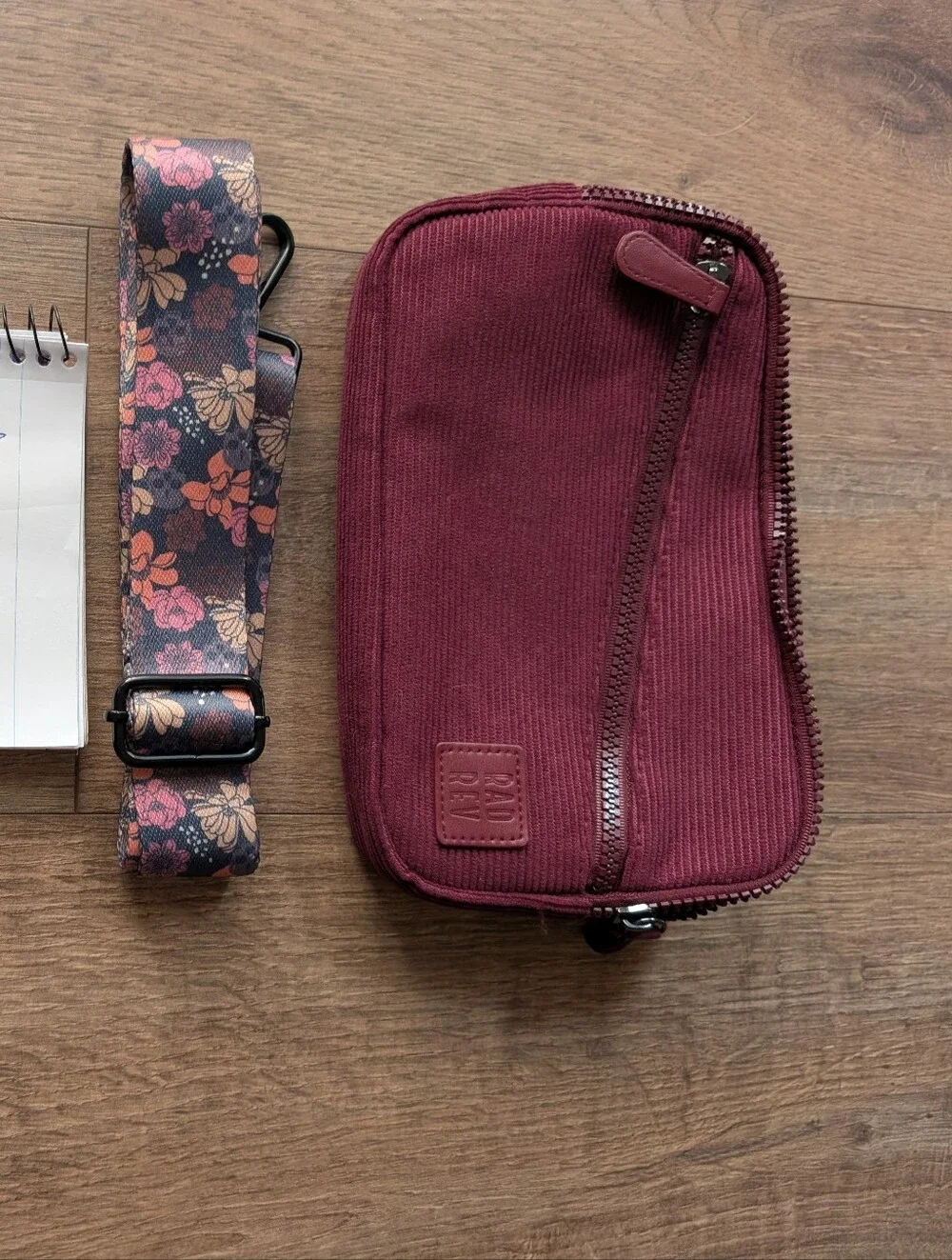 Floral Camera/Bag Strap in Navy with Pink & Peach Flowers - Picture 1 of 6